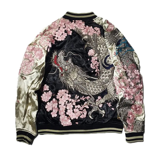 Yokosuka Dragon Cherry Blossom Embroidered Reversible Jacket