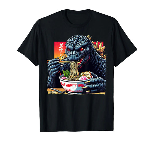 Funny Kaiju Eating Ramen Japanese Monster Lover Birthday T-Shirt