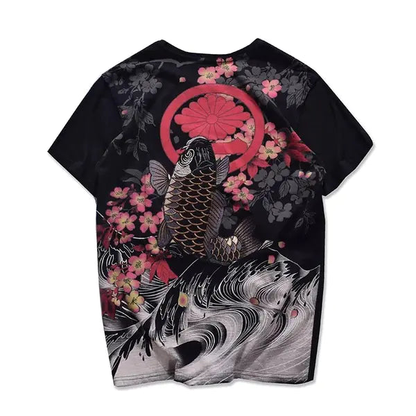Embroidered Koi Fish T-shirt in Chinese Style