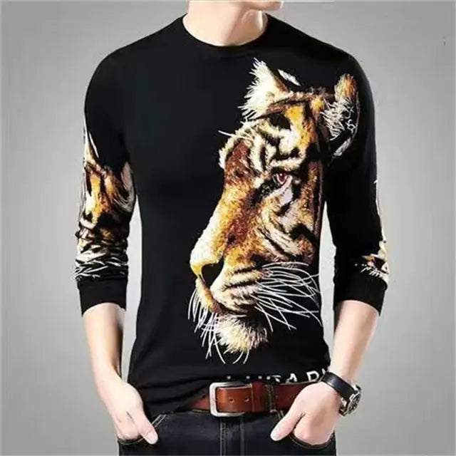 Men's 3D Printed Dragon Tiger EagleLong Sleeve T-Shirt
