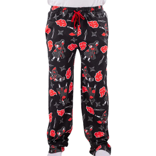 Ripple Junction Naruto Shippuden Mens Lounge Pants Akatsuki Itachi Kunai Shuriken All Over Print Anime Black 2XL