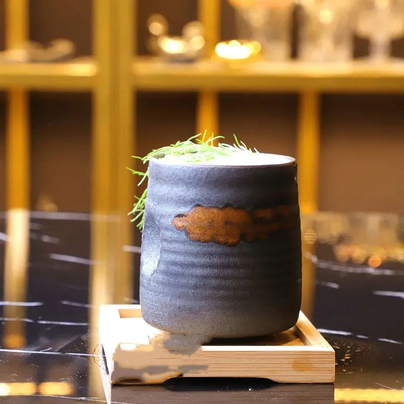 Japanese Porcelain Cocktail Teacup - Black Glazed