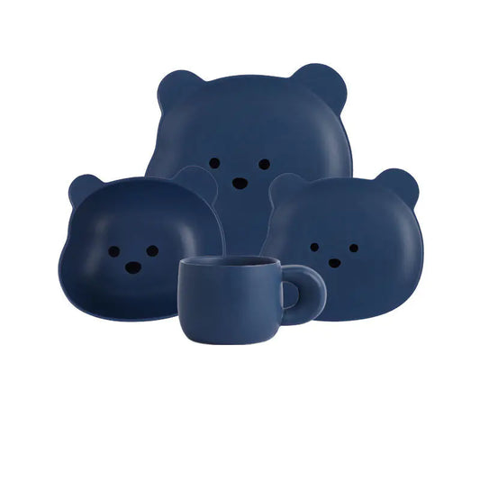 Cute Bear Ceramic Rice Bowl and Breakfast Plate Set
