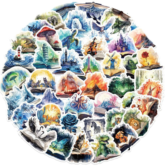 50pcs Anime Stickers for Water Bottles Aesthetic Book Stickers for Laptop Kindle Journal Scrapbook Skateboard Luggage Graffiti Waterproof Vinyl Sticker Decals for Teens and Adults