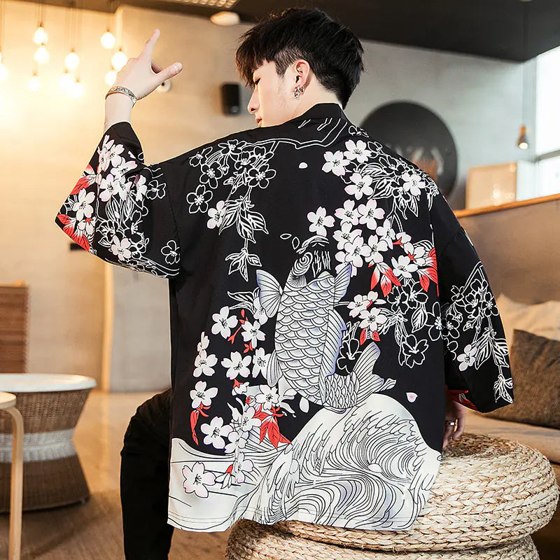 Men's Japanese Kimono Style Sun Protection Jacket