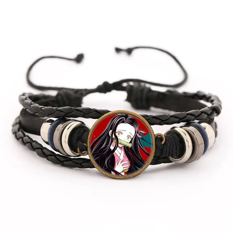 Demon Slayer Leather Bracelet for Men (Anime Merchandise)