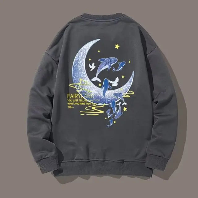 Men's Long Sleeve Hoodie with Japan Streetwear Print