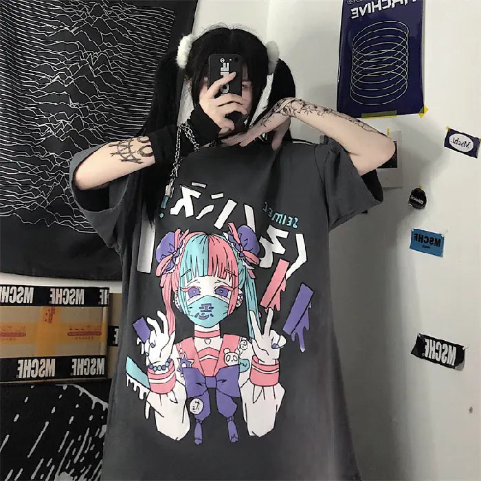 Japanese Anime Style Loose T-Shirt for Girls