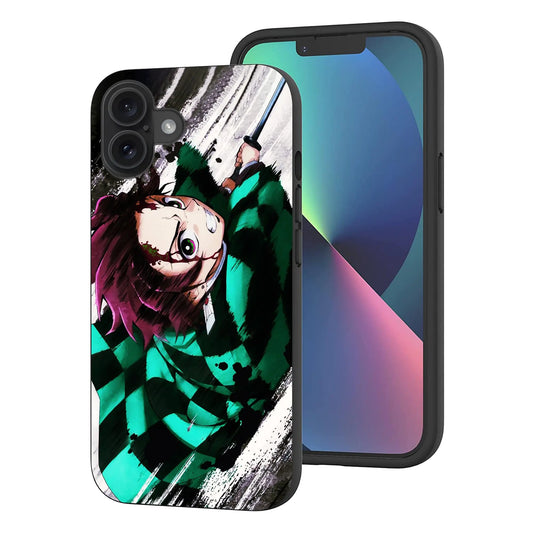 Compatible with iPhone 16 Case Anime Cool Manga TPU Drop Protection Shock Absorbing Scratch Resistant Phone Case Cover(Anime-Demon-Slayer-Comic-1)