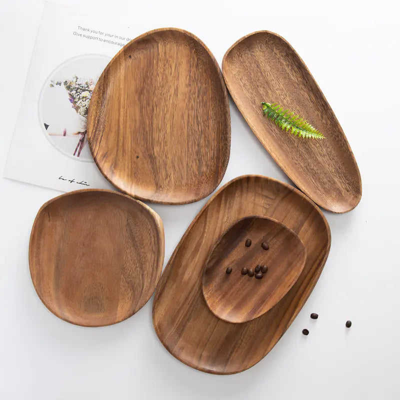 Irregular Solid Wood Plate for Nuts and Snacks