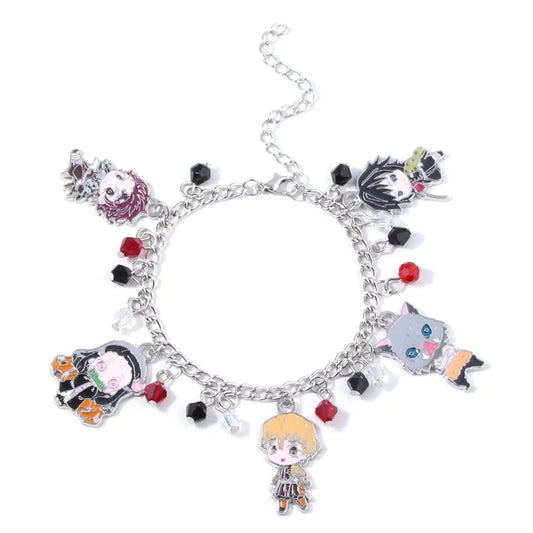 SONGCHANGJEWELRY Anime Figure Tanjiro Charm Bracelet - Tanjiro Nezuko Zenitsu Inosuke Figure Bracelet - Gifts (9301)