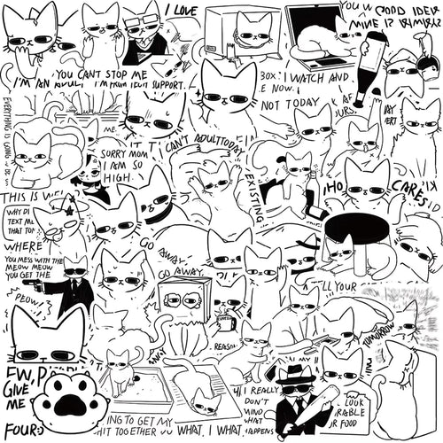 Fulxposs Kawaii Stickers Cat Stickers Anime Stickers Cute Stickers Pack Stickers for Kids Aesthetic Waterproof Vinyl Stickers for Water Bottle Laptop LuggageScrapbookParty Decoration 50PCS