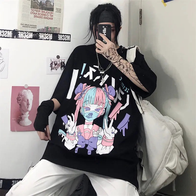 Japanese Anime Style Loose T-Shirt for Girls