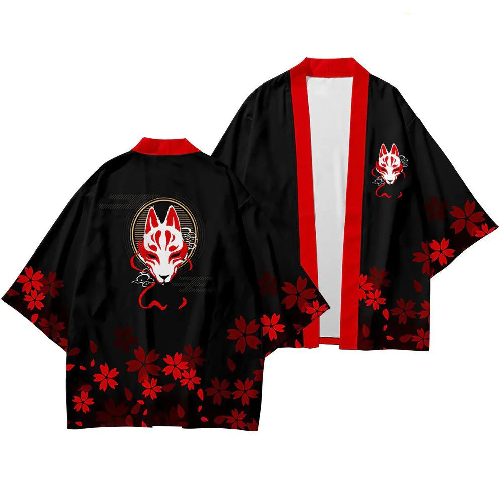 Japanese Ukiyo-e Koi Fish Kimono Cape for Cosplay