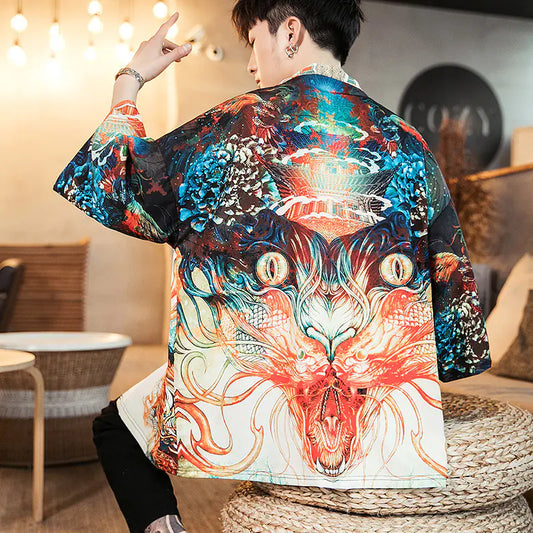 Men's Japanese Kimono Style Sun Protection Jacket