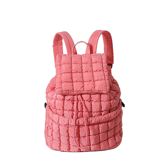 Extolove Quilted Backpack for Women Trendy Puffer Backpack Drawstring Backpack Purse Quilted Puffy Backpack (Watermelon Red)