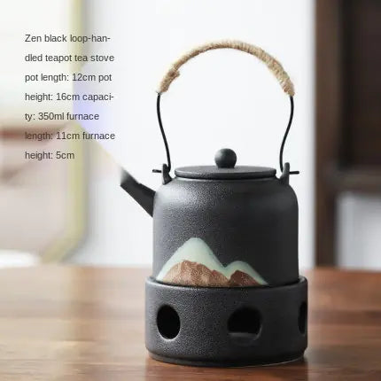 Japanese Style Ceramic Tea Set with Warm Stove Pot
