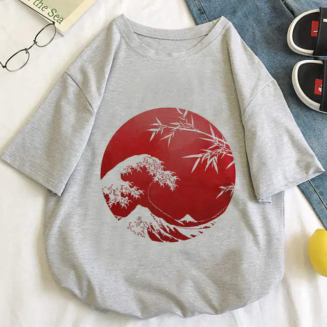 Japan Koi Fish Graphic Print T-shirt for Women