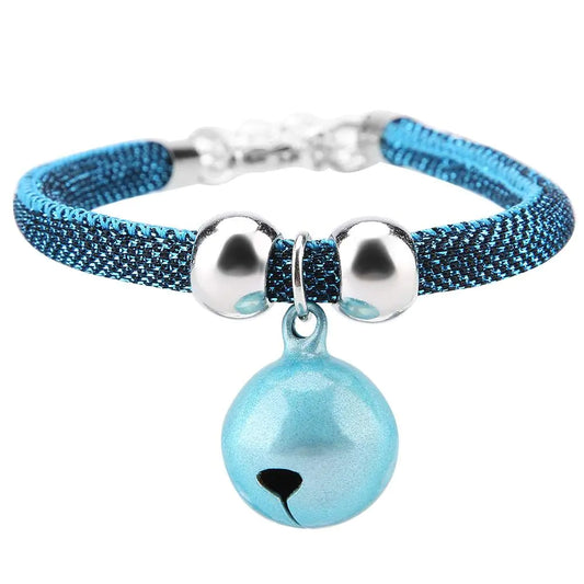 Japanese Pets Necklace Nylon Accessory Kitten Supply Cat Bell Collar with Bell(Blue)