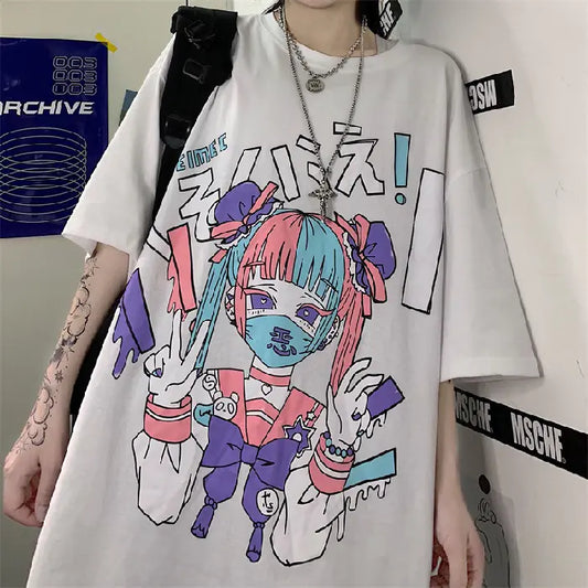 Japanese Anime Style Loose T-Shirt for Girls