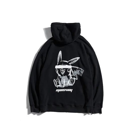 Men's Pikachu Print Hoodie - Casual Oversized Sweatshirt