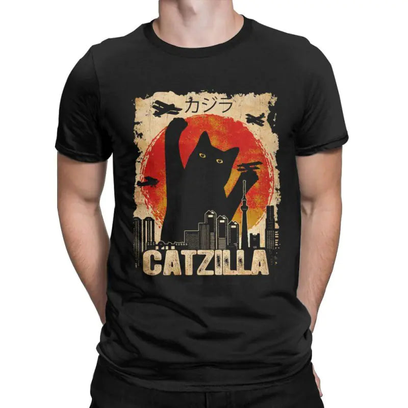 Funny Catzilla Japan Cat Lover Men's T-Shirt