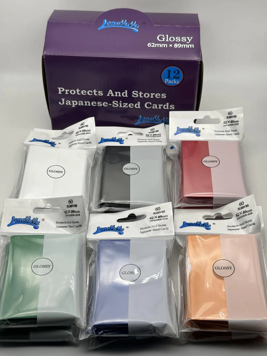 Lenayuyu 1 Box of 720 Counts -12packs Mix Color Front Glossy Japanese Small Card Sleeves 62mmx89mm Card Sleeves Toploading fits for Japanese Trading Card Perfect Size