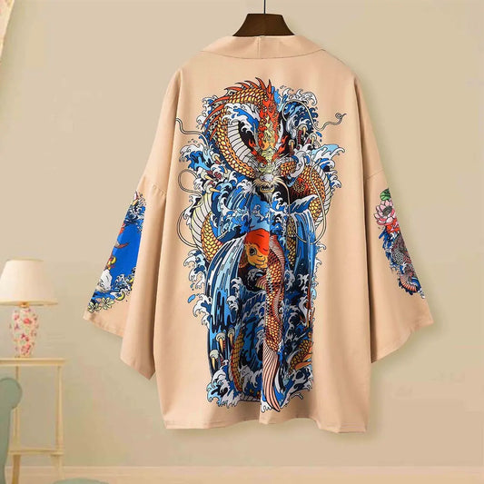 Japanese Kimono Couple Cardigan with Ukiyo-e Design