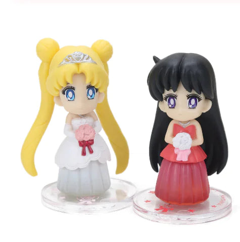6pcs Anime Sailor Moon Tsukino Usagi Cute Mini Figures Anime Figurine Display Piece