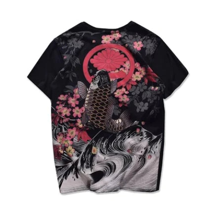 Embroidered Koi Fish T-shirt in Chinese Style