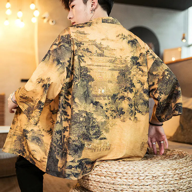 Men's Japanese Kimono Style Sun Protection Jacket