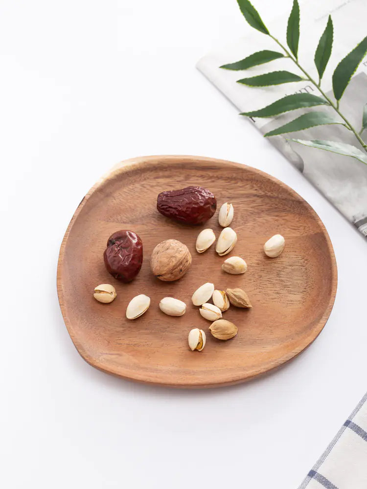 Irregular Solid Wood Plate for Nuts and Snacks