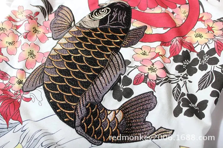 Embroidered Koi Fish T-shirt in Chinese Style