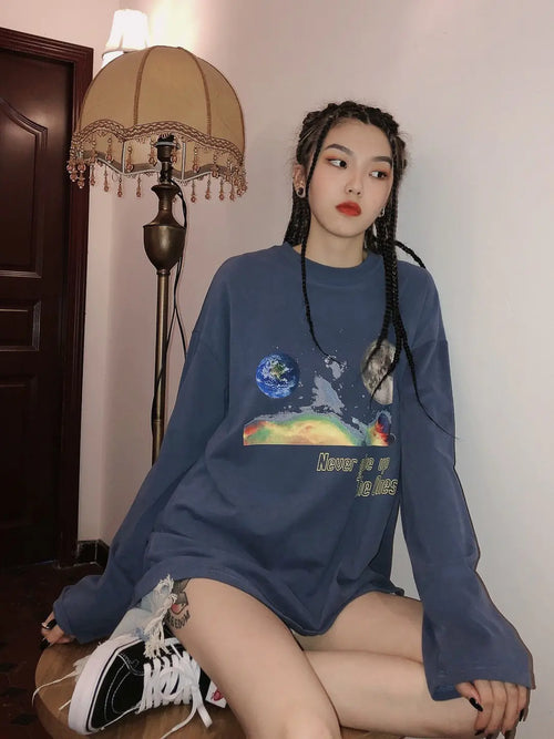 Casual Long Sleeve Harajuku Couples Autumn Tops