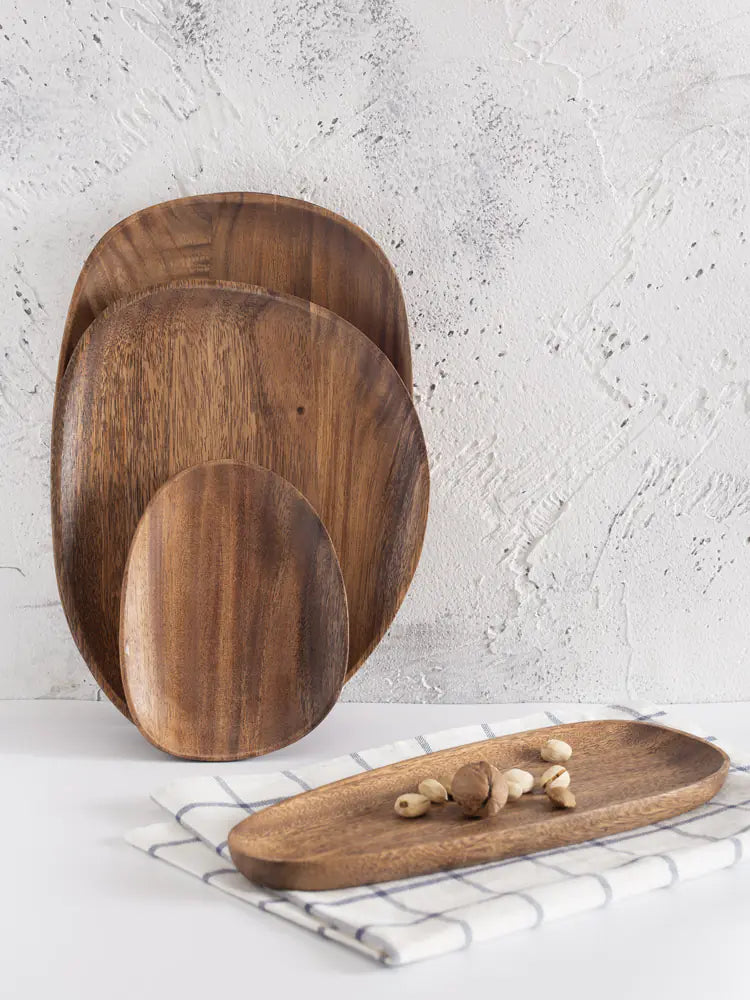 Irregular Solid Wood Plate for Nuts and Snacks