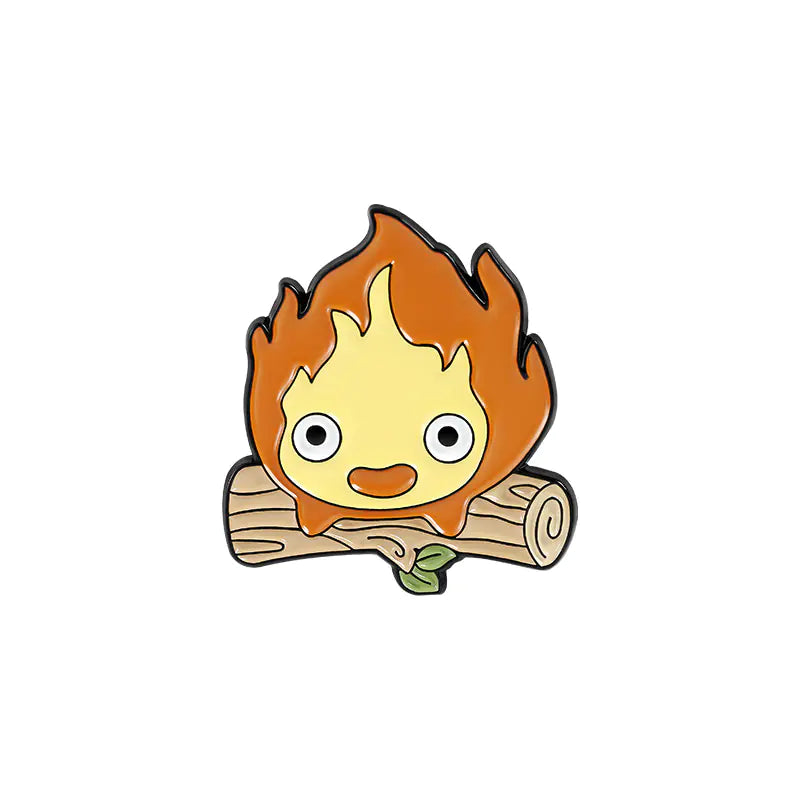 Calcifer Enamel Pin - Fire Elf Anime Brooch (One)