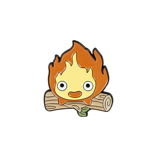 Calcifer Enamel Pin - Fire Elf Anime Brooch (One)