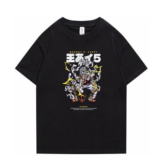 Nika Luffy Gear 5 Black Short Sleeve T-Shirt (One)
