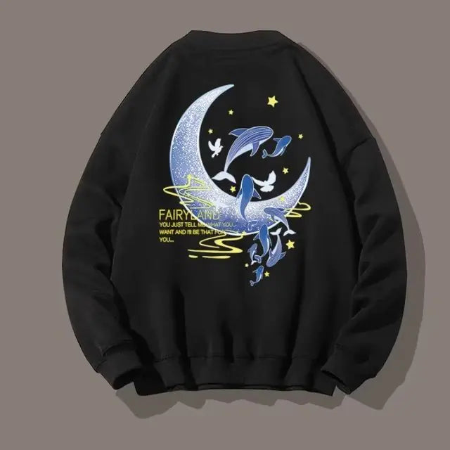 Men's Long Sleeve Hoodie with Japan Streetwear Print