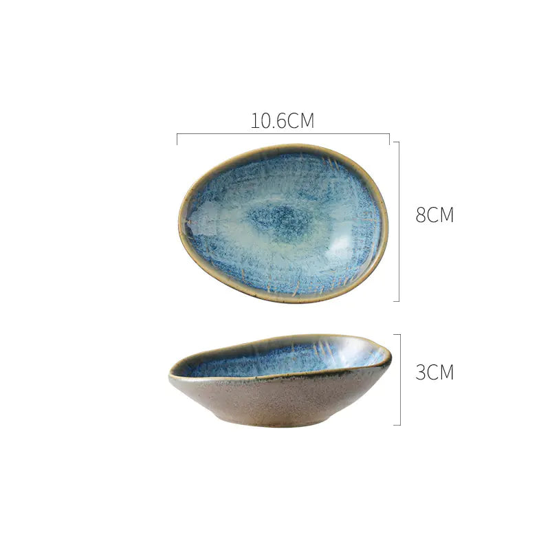 Retro Ceramic Salad and Soup Bowl, Irregular Shape