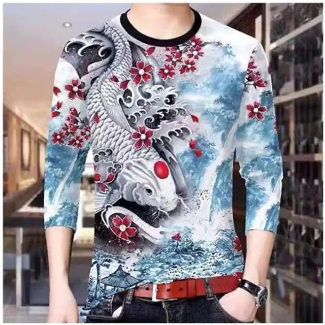 Men's 3D Printed Dragon Tiger EagleLong Sleeve T-Shirt