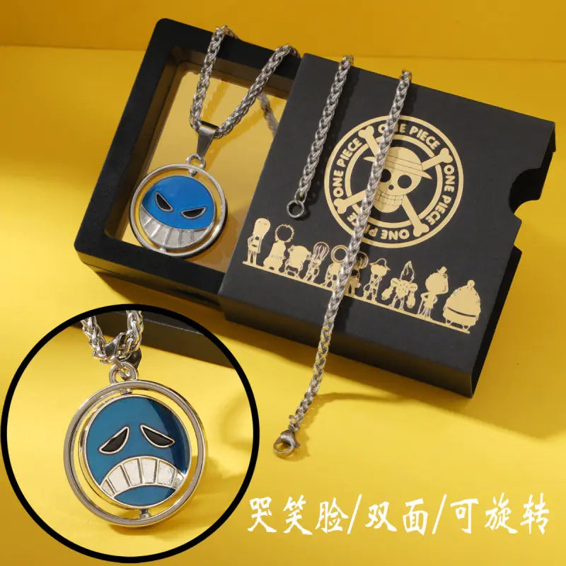 One Piece Luffy Ace Skull Pendant Necklace for Men