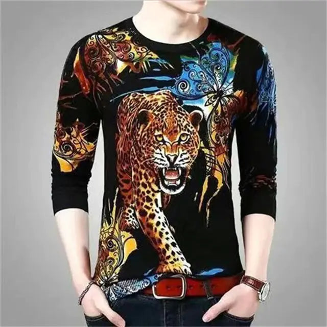 Men's 3D Printed Dragon Tiger EagleLong Sleeve T-Shirt