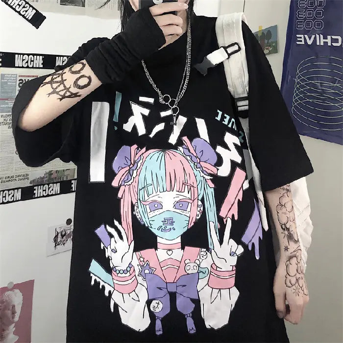 Japanese Anime Style Loose T-Shirt for Girls