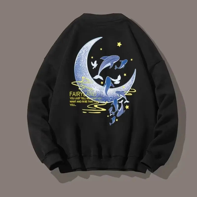 Men's Long Sleeve Hoodie with Japan Streetwear Print