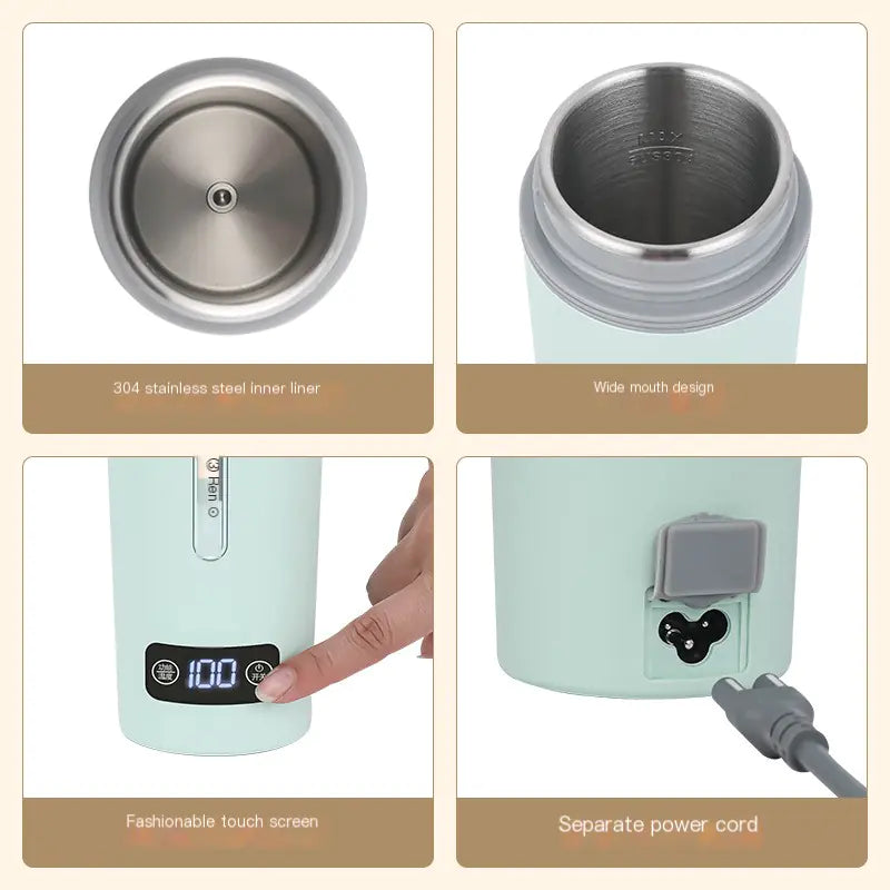 Portable 110V-220V Stainless Steel Electric Water Cup