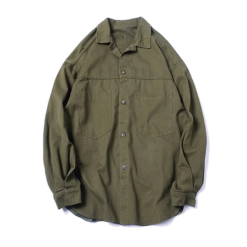 Men's Japanese Style Loose Cotton Shirt Jacket