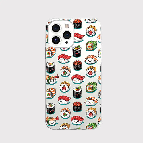 Blingys for iPhone 13 Pro Case (6.1 inch) Cute Sushi Pattern Funny Cartoon Japanese Food Design Transparent Soft TPU Protective Clear Case Compatible for iPhone 13 Pro 6.1" (Funny Sushi Style)