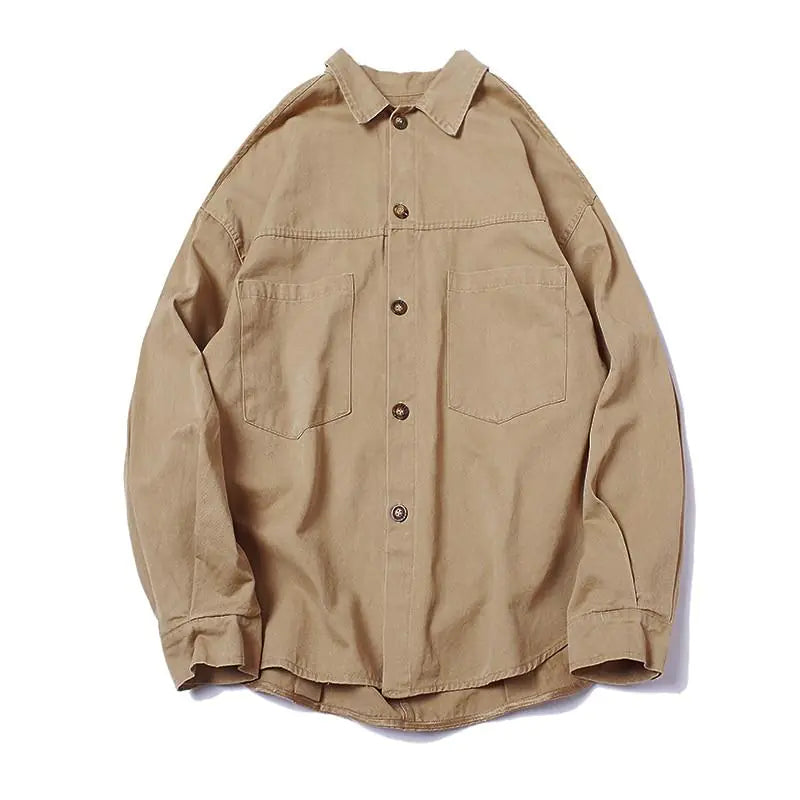 Men's Japanese Style Loose Cotton Shirt Jacket
