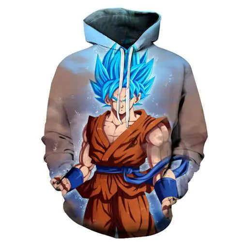 3D Dragon Ball Goku Hoodie with Digital Print Design